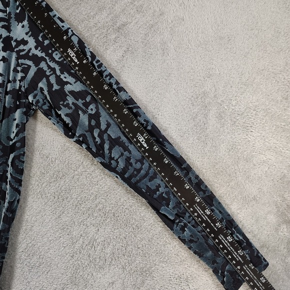 Simply Vera Vera Wang Womens L Top Velvet Burnout Teal Sheer‎ Shirt Mesh Hem - Picture 6 of 9